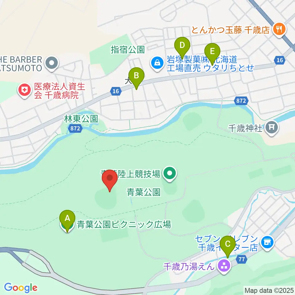 千歳市民球場周辺のホテル一覧地図