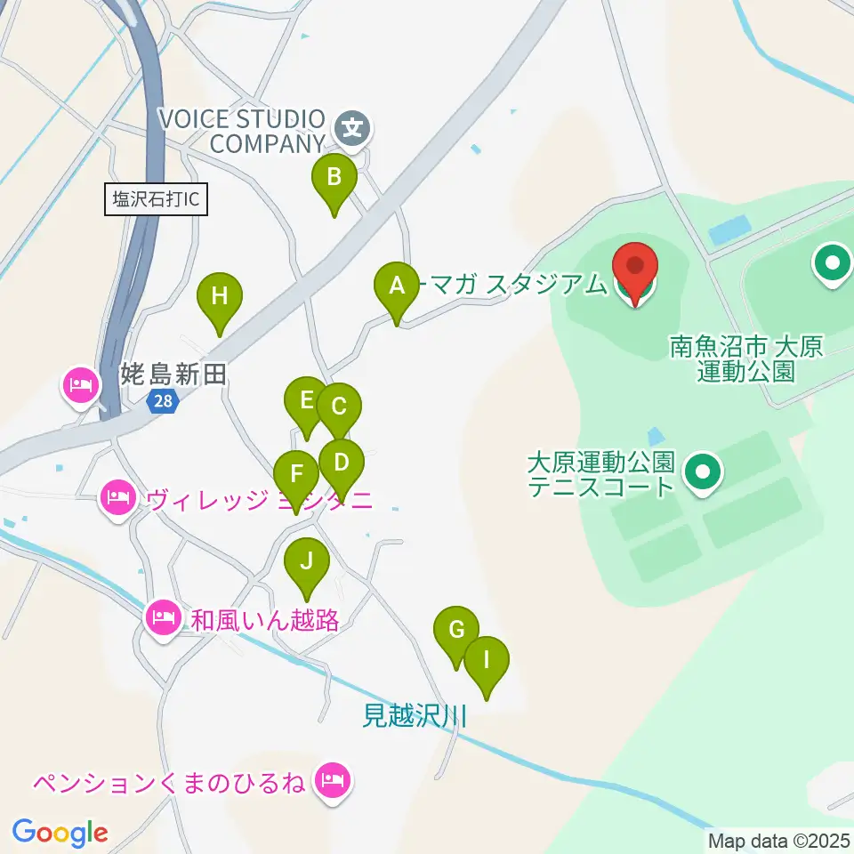 ベーマガスタジアム周辺のホテル一覧地図
