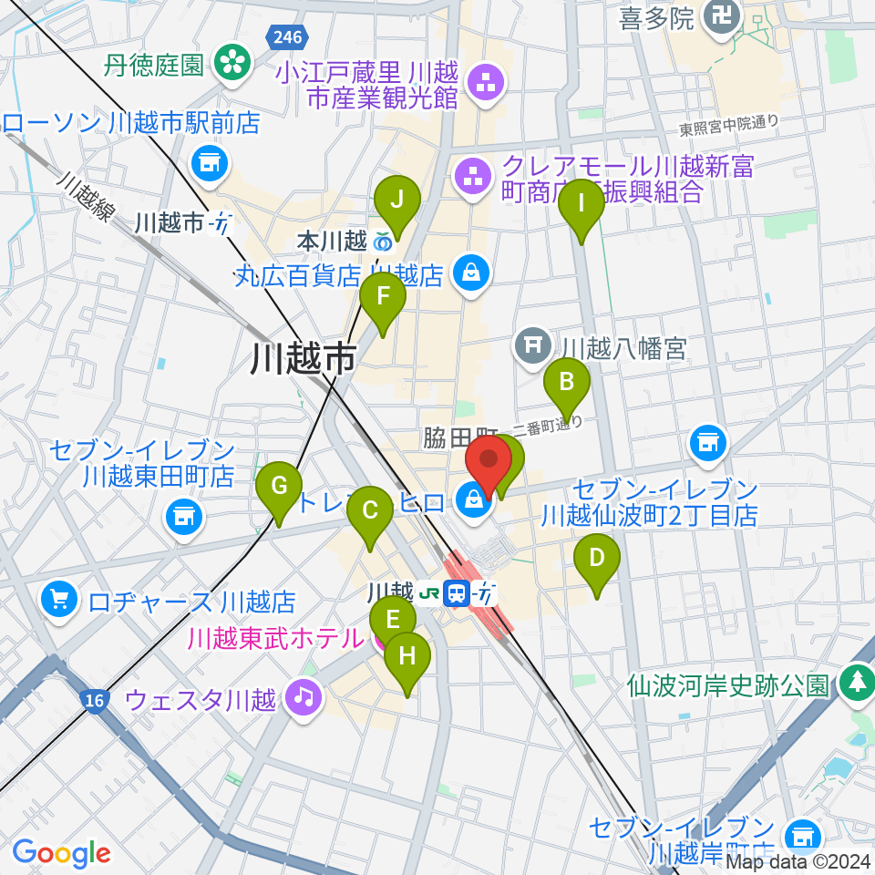 ラジオ川越周辺のホテル一覧地図