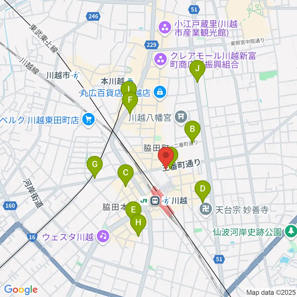 ラジオ川越周辺のホテル一覧地図
