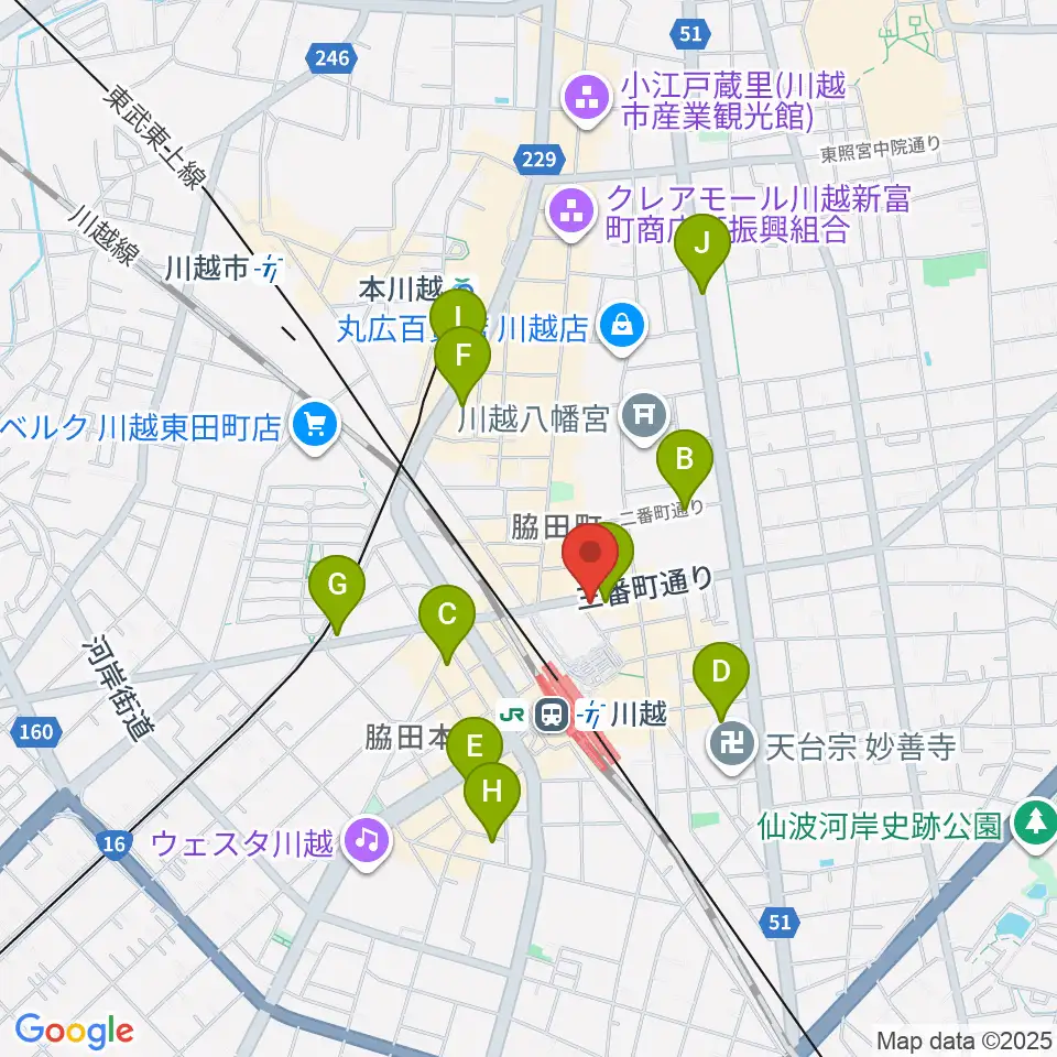 ラジオ川越周辺のホテル一覧地図