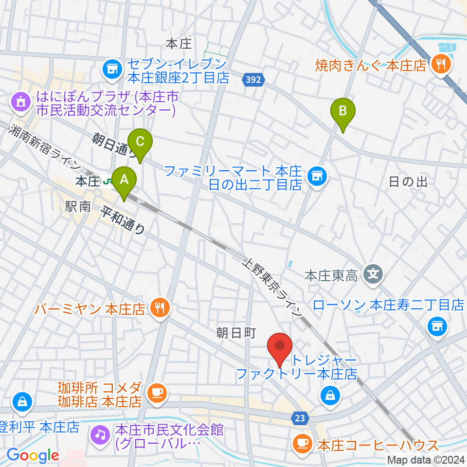 ほんじょうFM周辺のホテル一覧地図