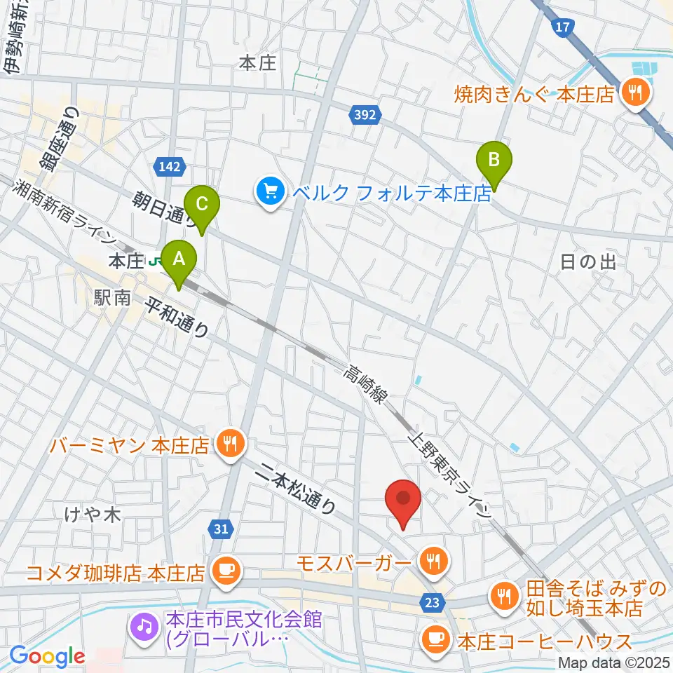 ほんじょうFM周辺のホテル一覧地図