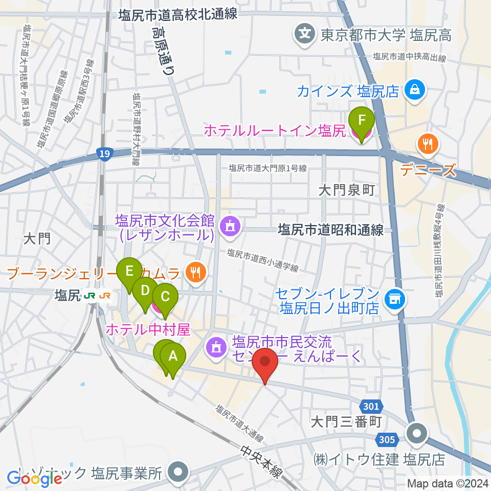 高ボッチ高原FM周辺のホテル一覧地図