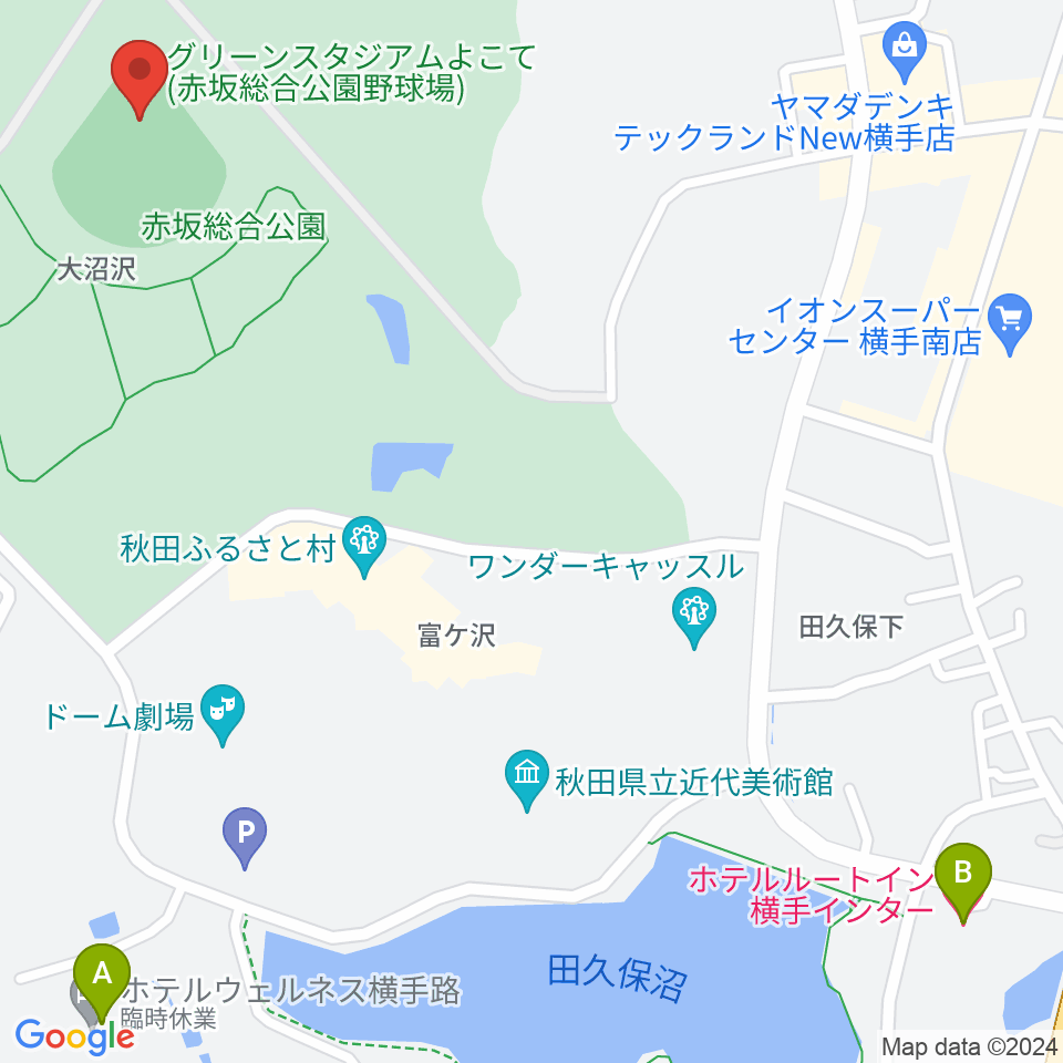 赤坂総合公園野球場周辺のホテル一覧地図