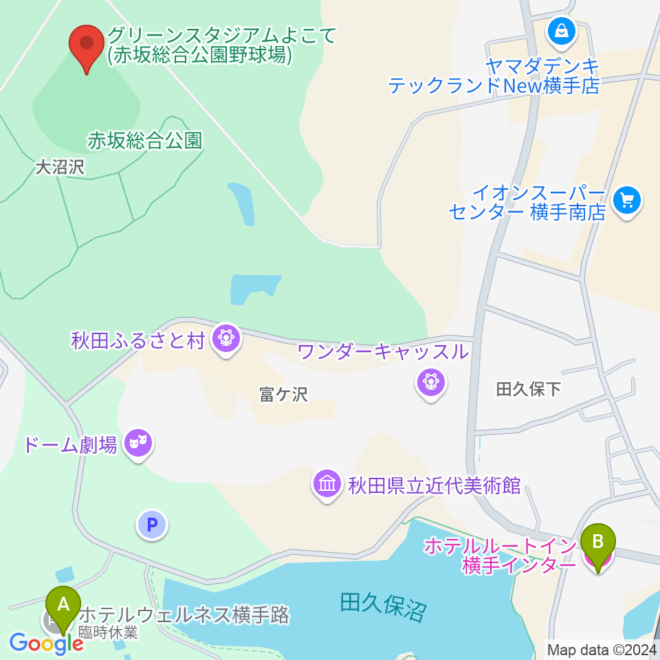 赤坂総合公園野球場周辺のホテル一覧地図