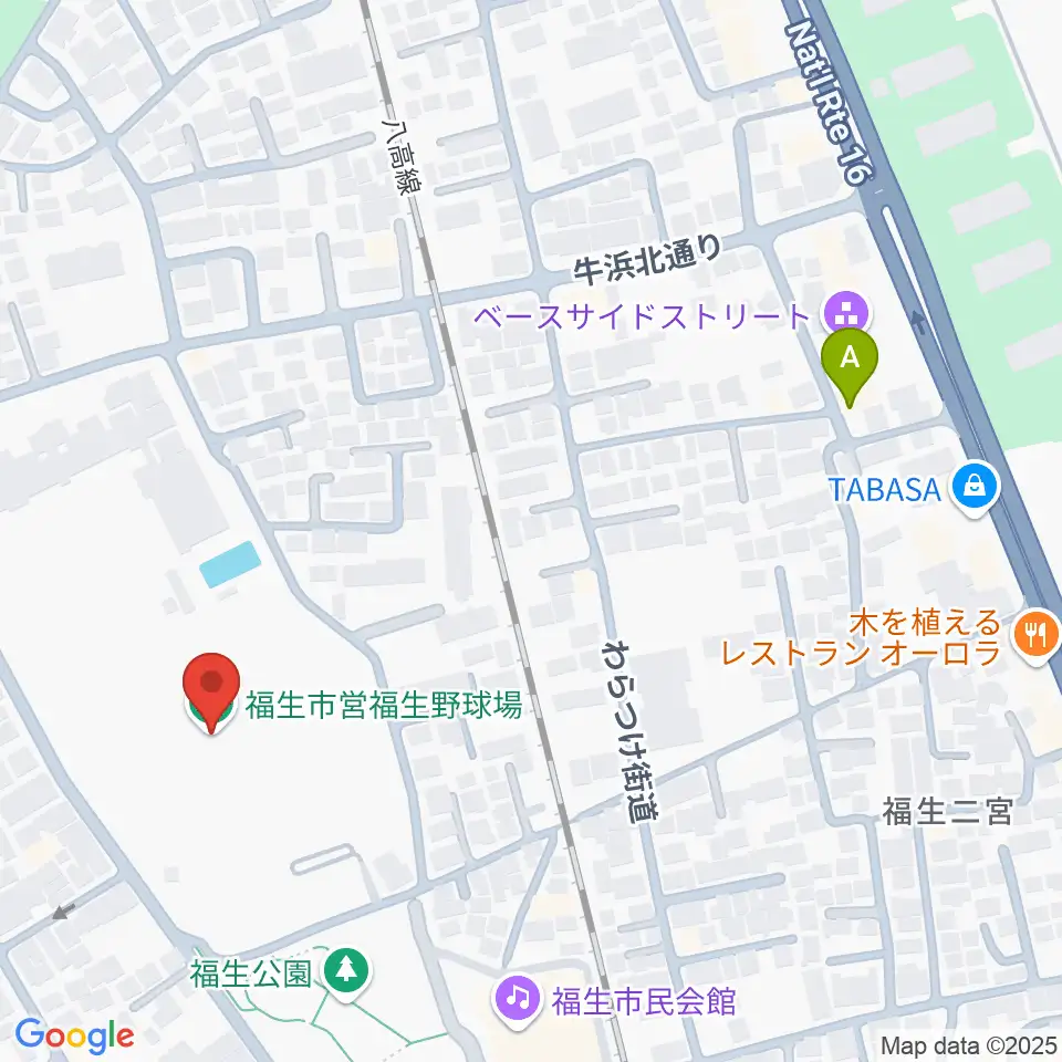 福生野球場周辺のホテル一覧地図