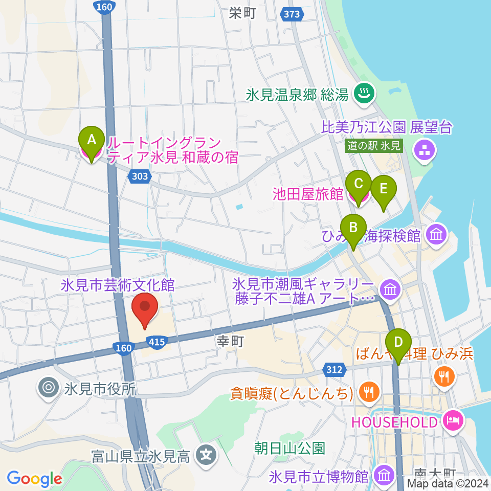 氷見市芸術文化館周辺のホテル一覧地図