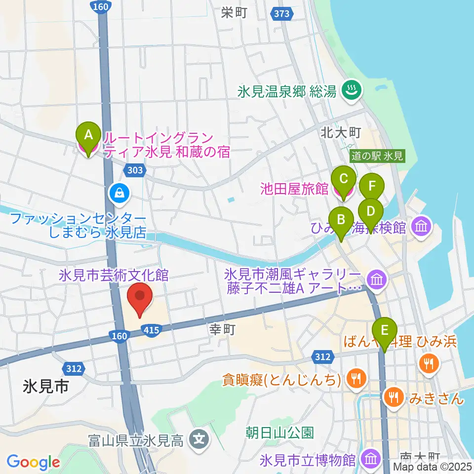 氷見市芸術文化館周辺のホテル一覧地図