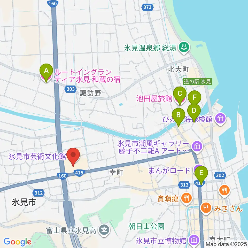 氷見市芸術文化館周辺のホテル一覧地図