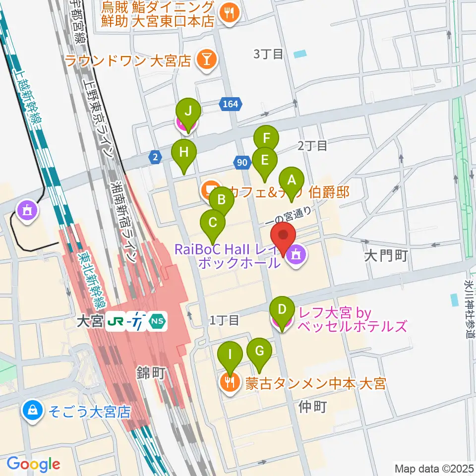 レイボックホール 市民会館おおみや周辺のホテル一覧地図