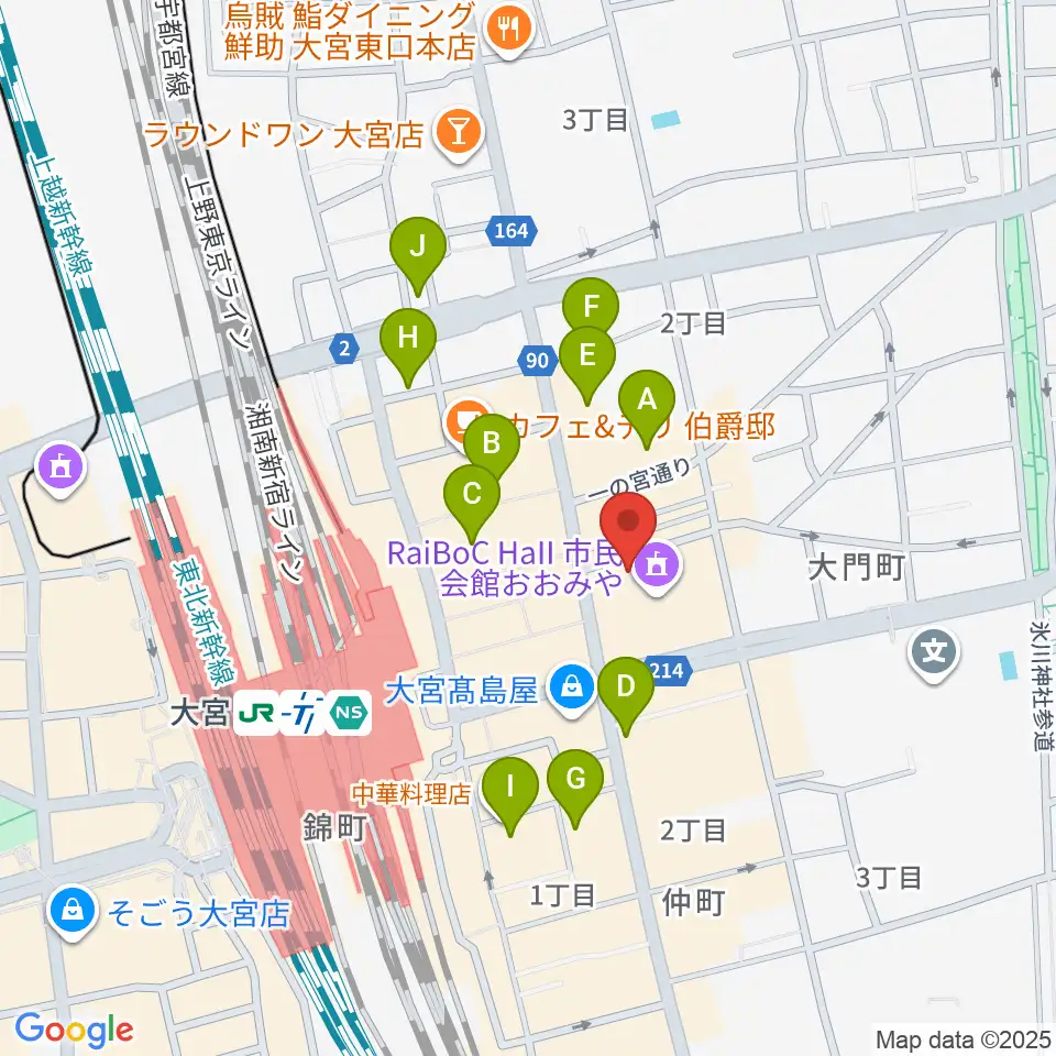 レイボックホール 市民会館おおみや周辺のホテル一覧地図