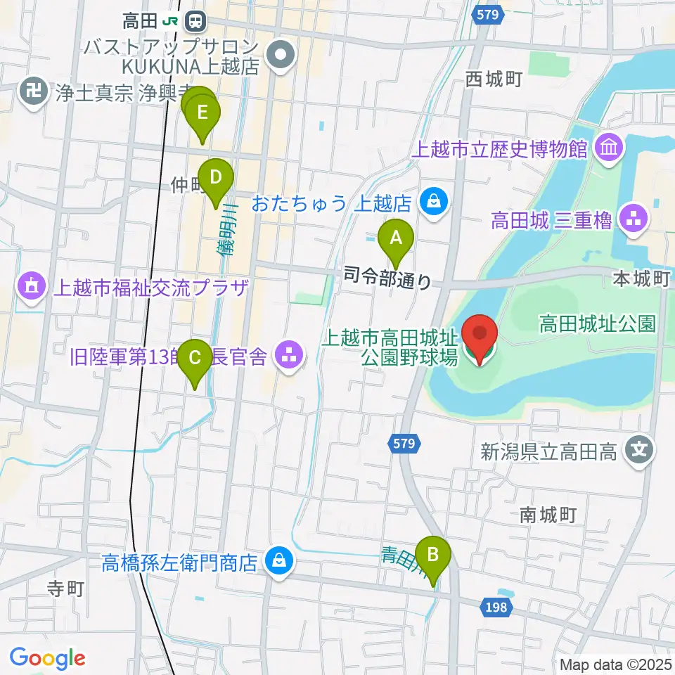 高田城址公園野球場周辺のホテル一覧地図