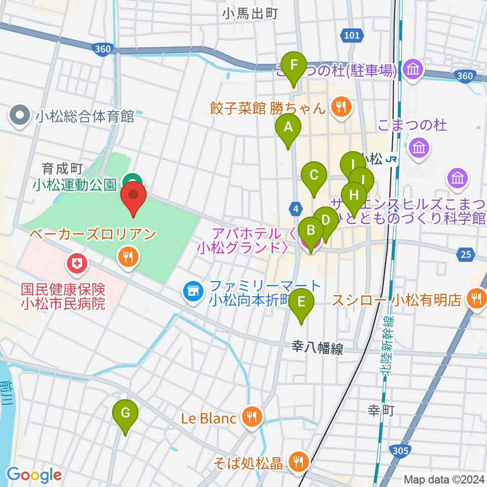 弁慶スタジアム周辺のホテル一覧地図