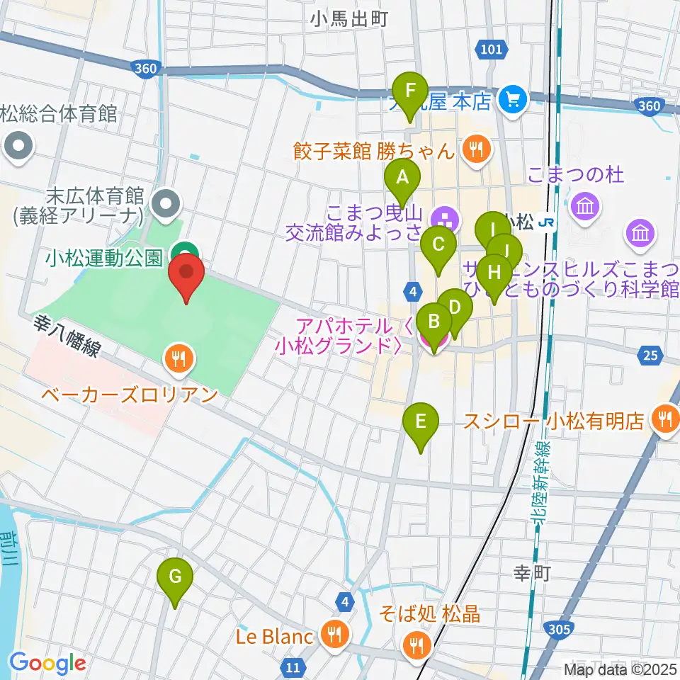 弁慶スタジアム周辺のホテル一覧地図