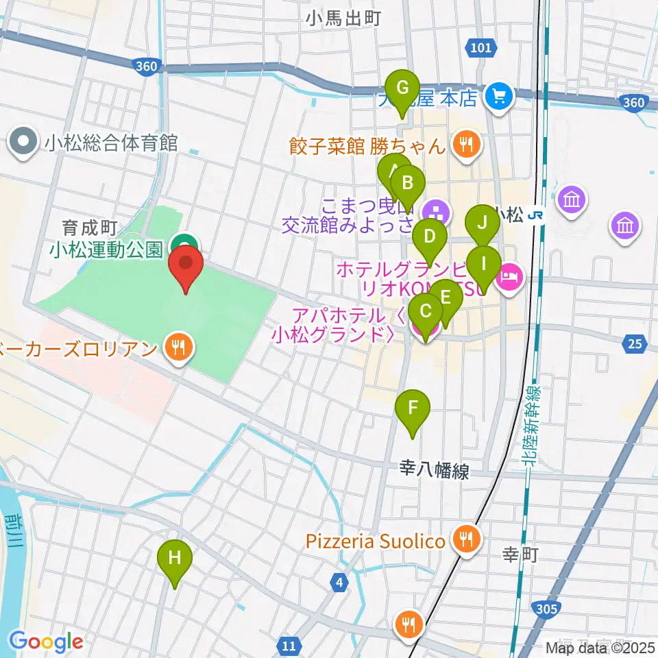 弁慶スタジアム周辺のホテル一覧地図