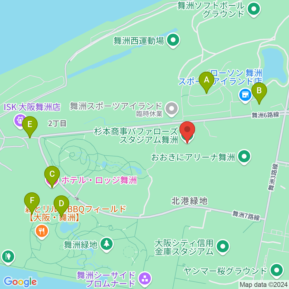 杉本商事バファローズスタジアム舞洲周辺のホテル一覧地図