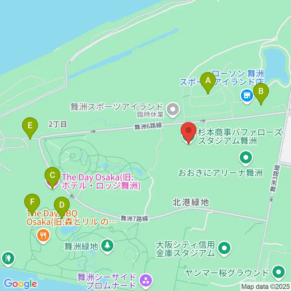 杉本商事バファローズスタジアム舞洲周辺のホテル一覧地図