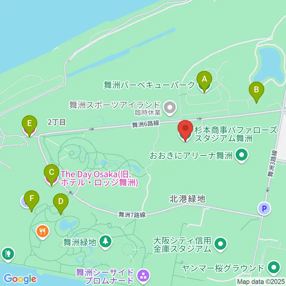 杉本商事バファローズスタジアム舞洲周辺のホテル一覧地図