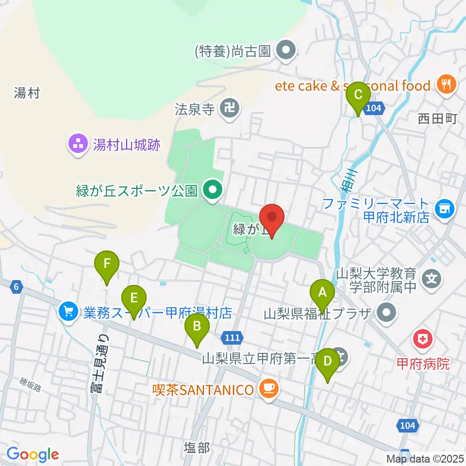 ふじでん球場周辺のホテル一覧地図