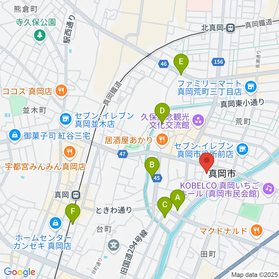 FMもおか周辺のホテル一覧地図
