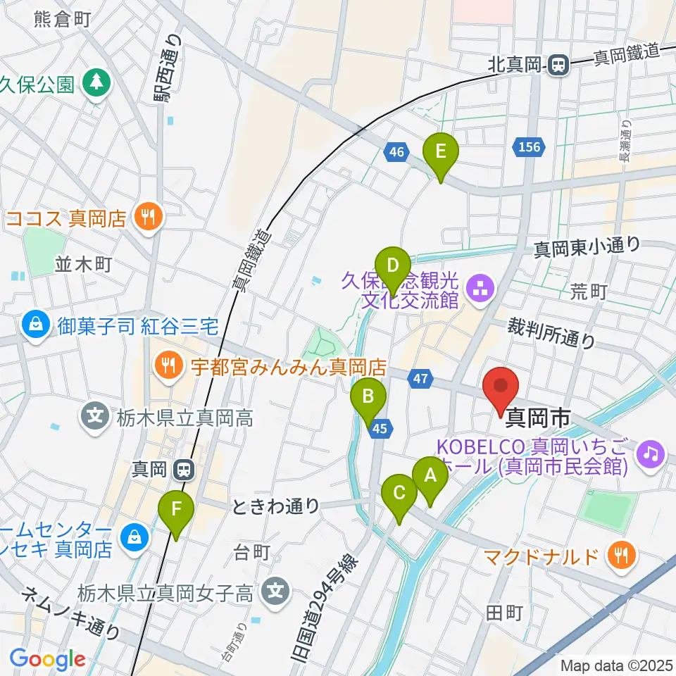 FMもおか周辺のホテル一覧地図