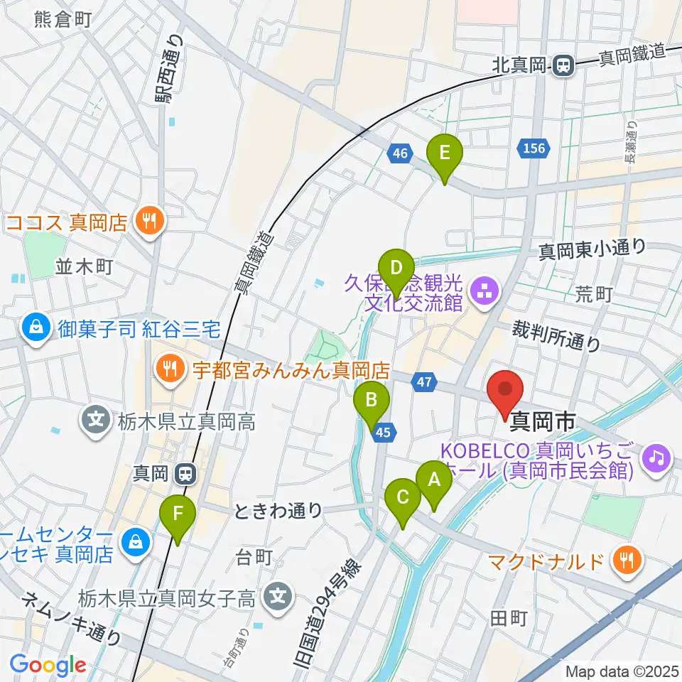 FMもおか周辺のホテル一覧地図
