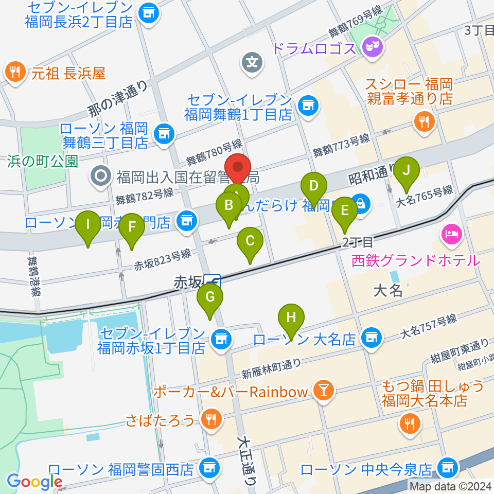 中央録音システム周辺のホテル一覧地図