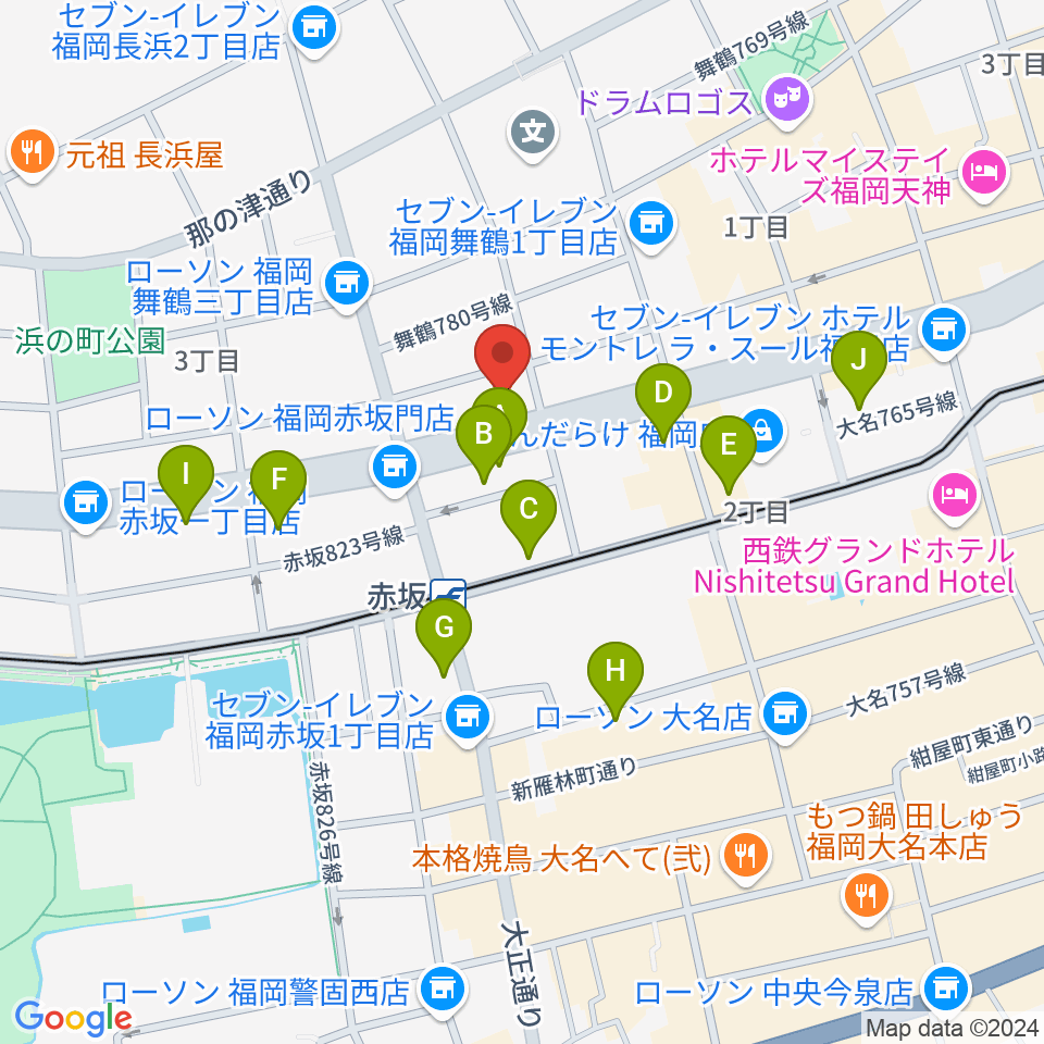 中央録音システム周辺のホテル一覧地図