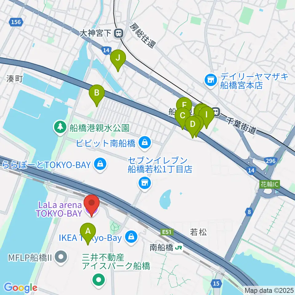 ららアリーナ東京ベイ周辺のホテル一覧地図