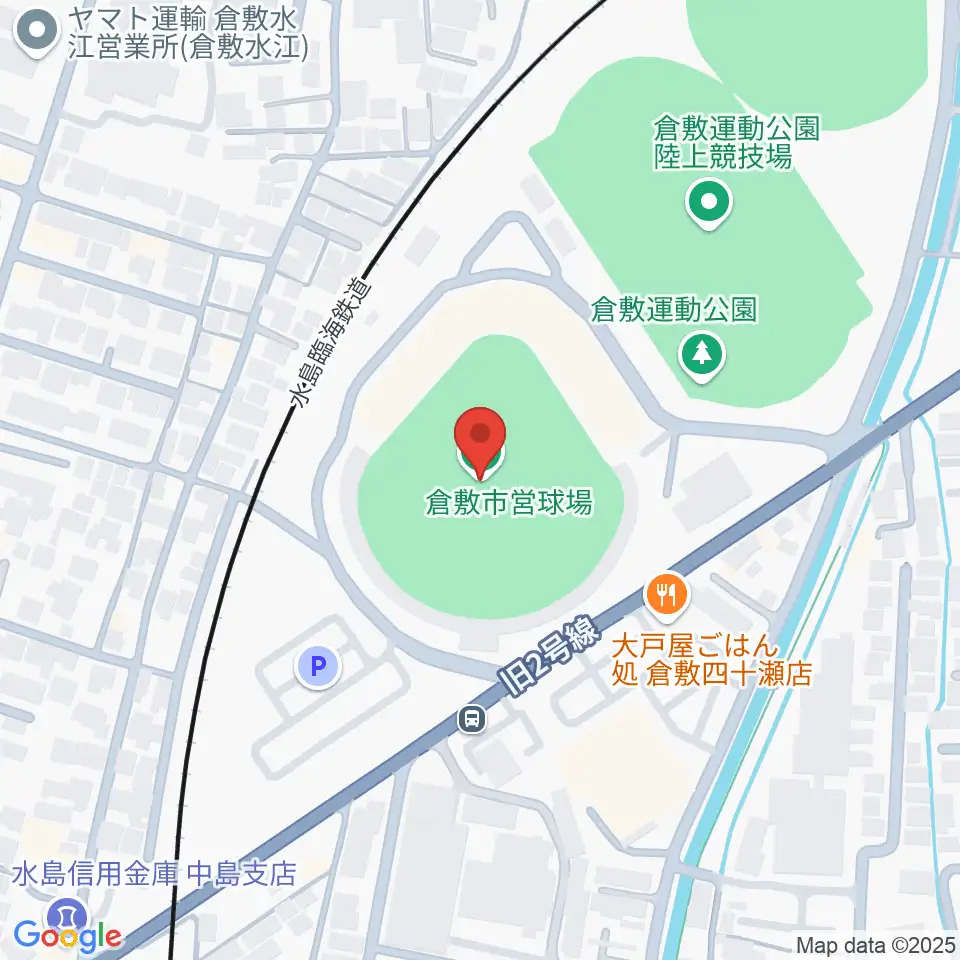 倉敷市営球場周辺のホテル一覧地図