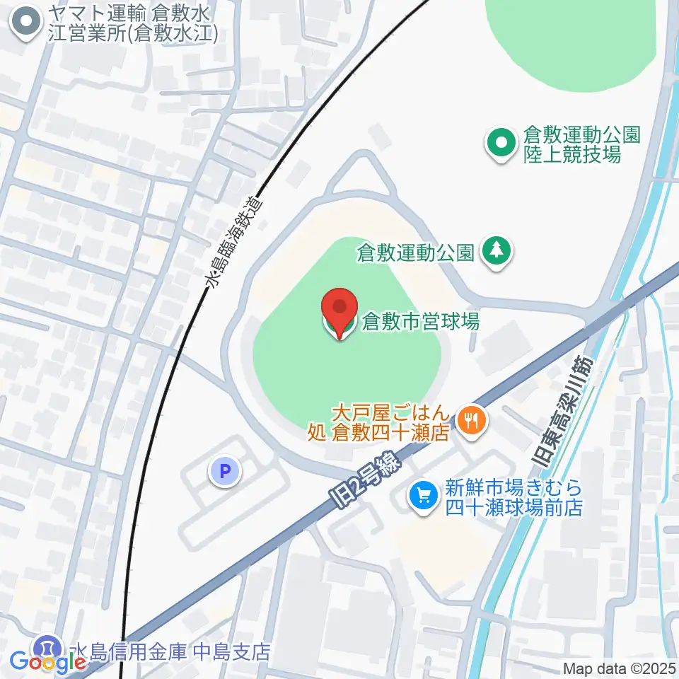 倉敷市営球場周辺のホテル一覧地図
