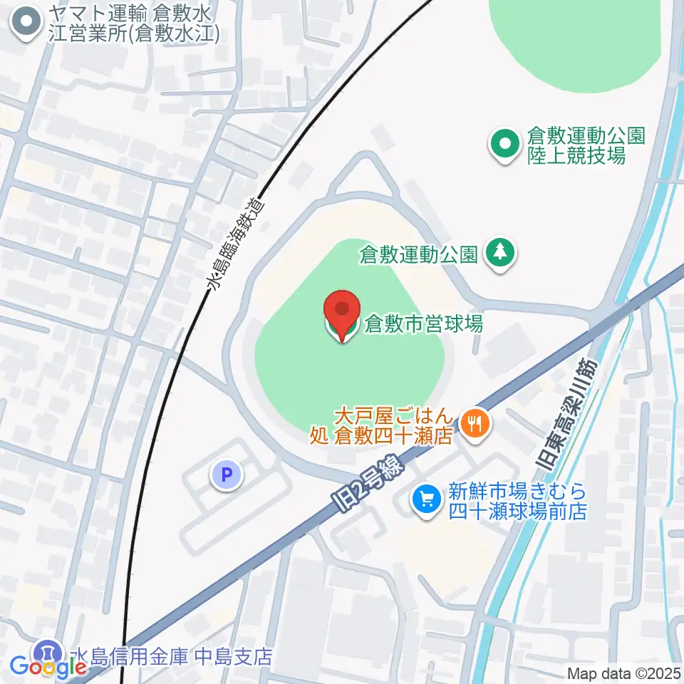 倉敷市営球場周辺のホテル一覧地図