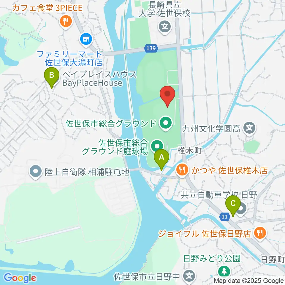 佐世保市総合グラウンド野球場周辺のホテル一覧地図