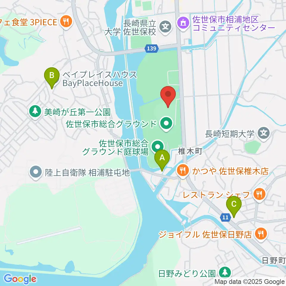 佐世保市総合グラウンド野球場周辺のホテル一覧地図