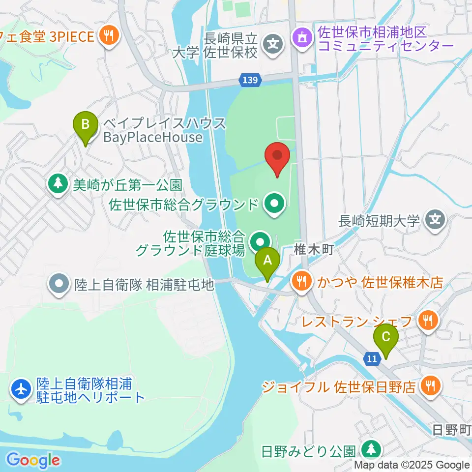 佐世保市総合グラウンド野球場周辺のホテル一覧地図