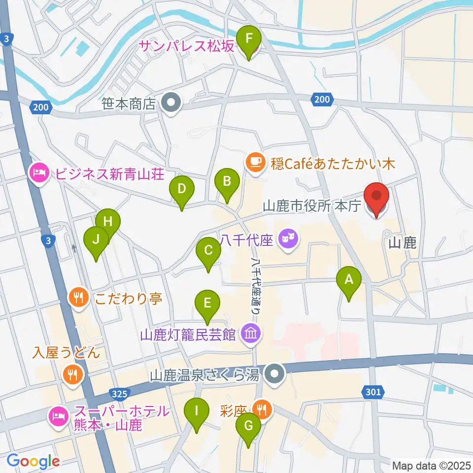 山鹿市民交流センター周辺のホテル一覧地図