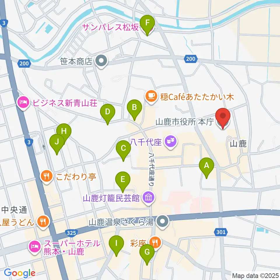 山鹿市民交流センター周辺のホテル一覧地図