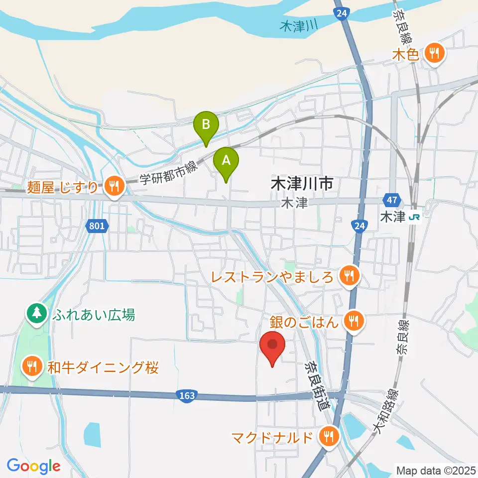 木津川市中央交流会館（いずみホール）周辺のホテル一覧地図