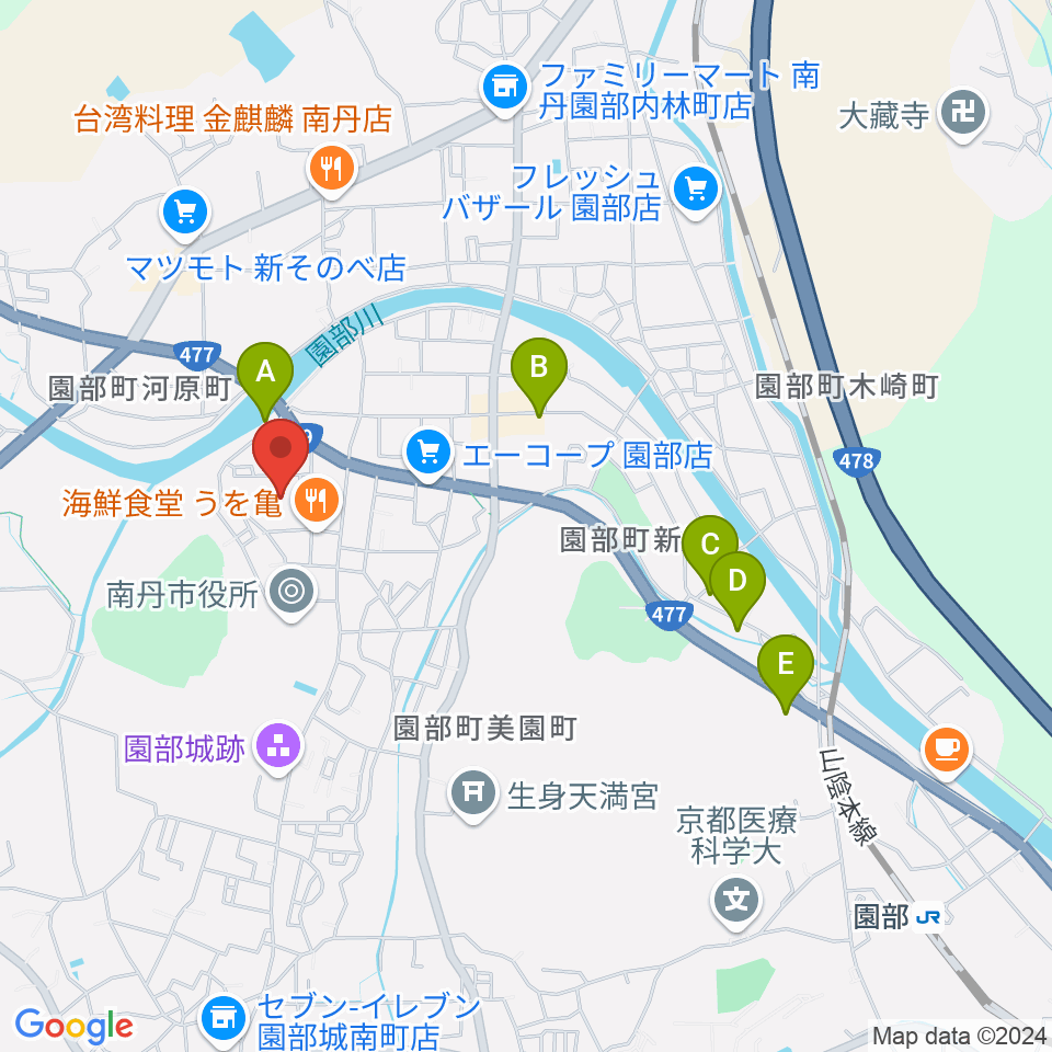 南丹市園部文化会館アスエルそのべ周辺のホテル一覧地図