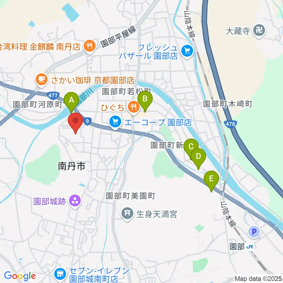 南丹市園部文化会館アスエルそのべ周辺のホテル一覧地図