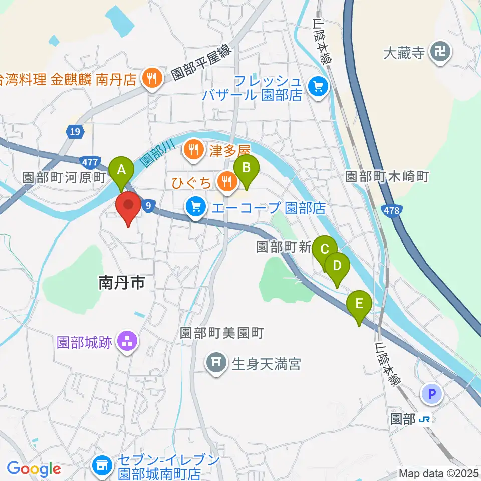 南丹市園部文化会館アスエルそのべ周辺のホテル一覧地図