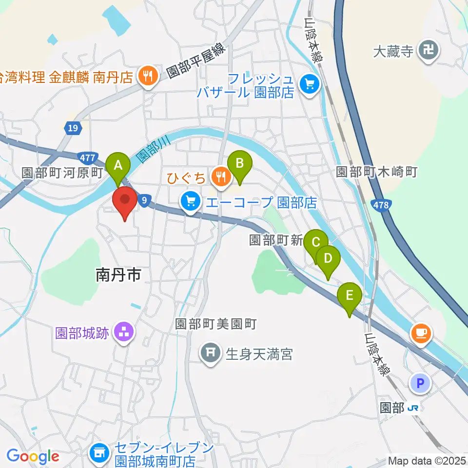 南丹市園部文化会館アスエルそのべ周辺のホテル一覧地図