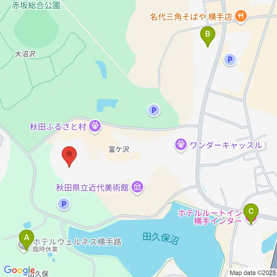 秋田ふるさと村ドーム劇場周辺のホテル一覧地図