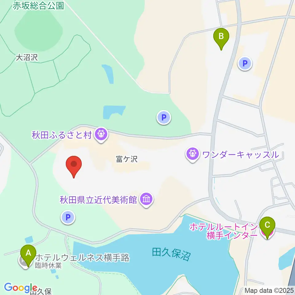秋田ふるさと村ドーム劇場周辺のホテル一覧地図