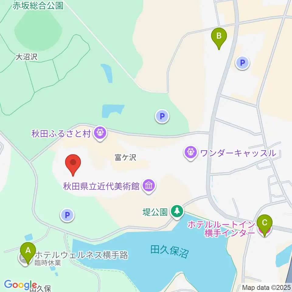 秋田ふるさと村ドーム劇場周辺のホテル一覧地図