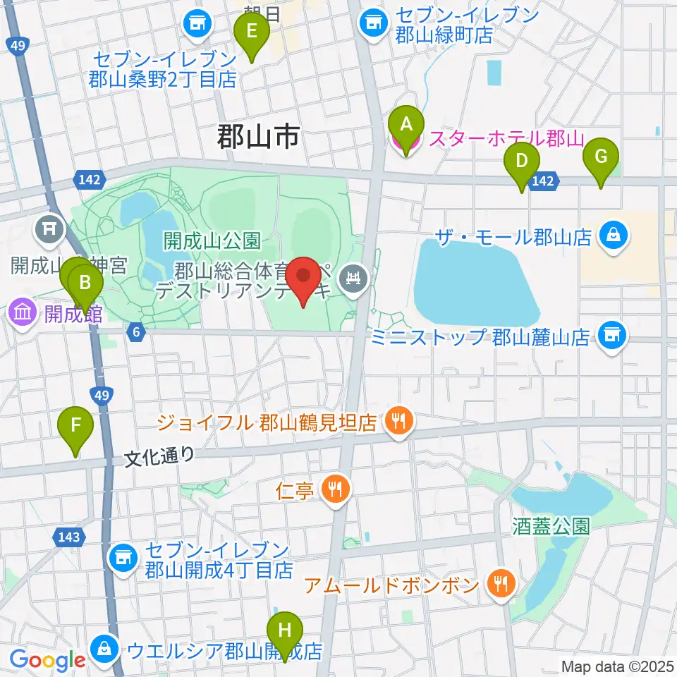 郡山しんきん開成山プール周辺のホテル一覧地図