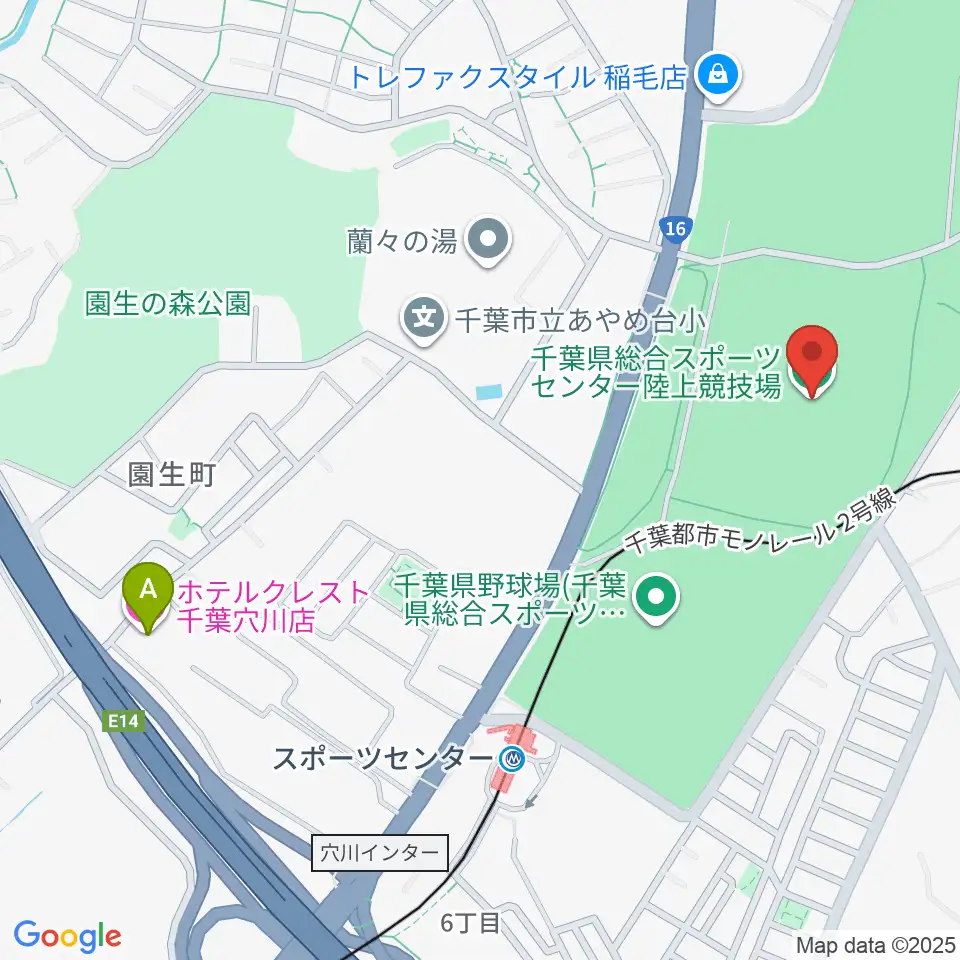 千葉県総合スポーツセンター陸上競技場周辺のホテル一覧地図