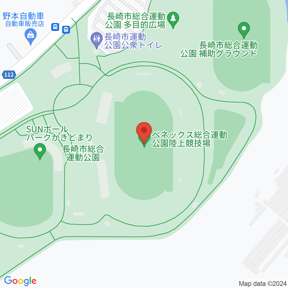 長崎市総合運動公園陸上競技場周辺のホテル一覧地図