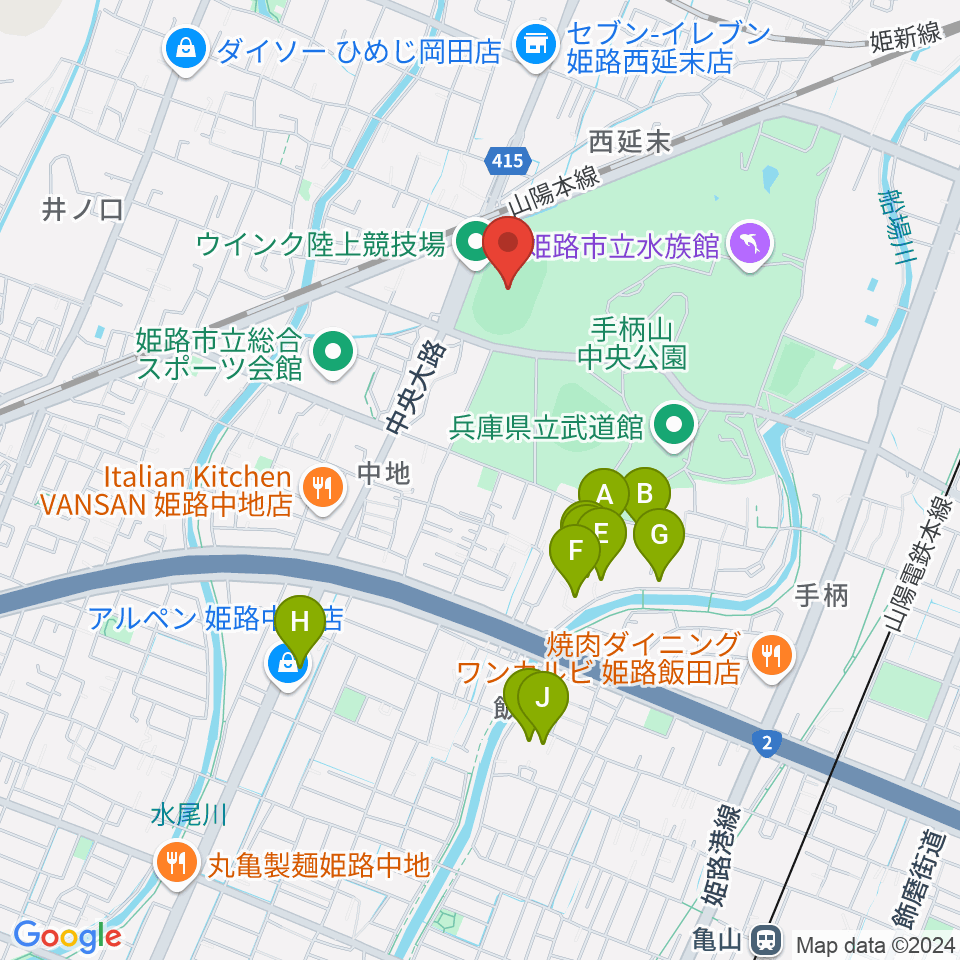 ウインク陸上競技場周辺のホテル一覧地図